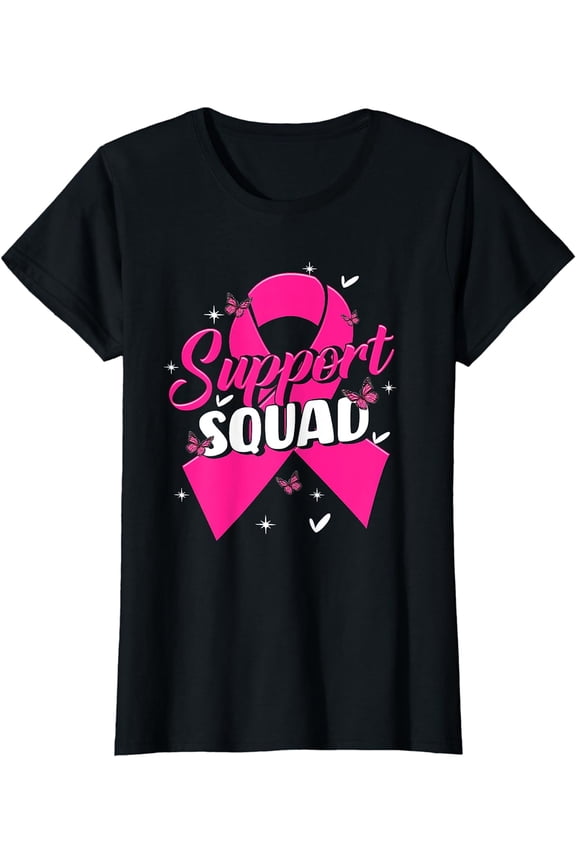 Support Squad Pink Warrior Heart Breast Cancer Awareness T-Shirt