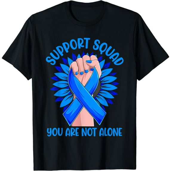 Support Squad Sunflower Blue Ribbon Diabetes Awareness Month T-Shirt