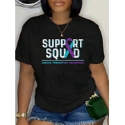 Support Squad Support Suicide Prevention Awareness Ribbon T-Shirt Graphic Tee summer Tops For Women Round Neck Fashion Cotton shirts