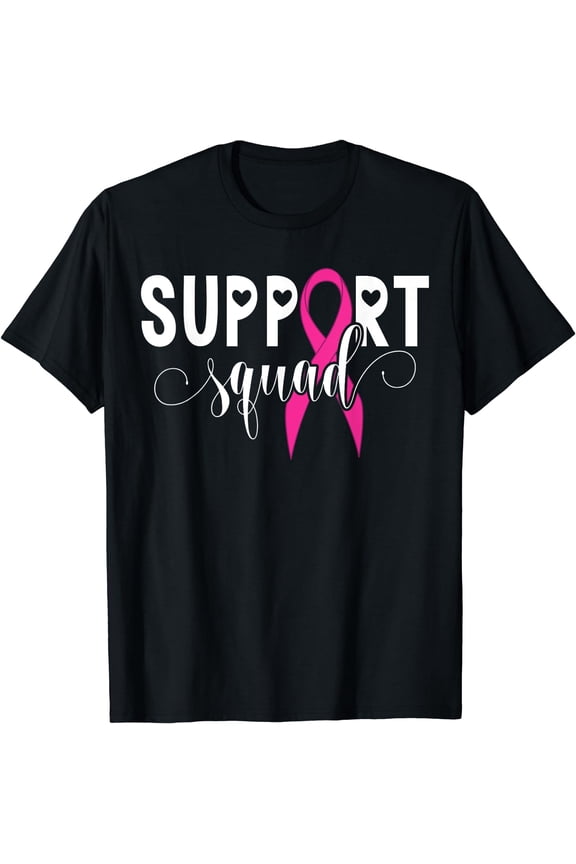Support Squad Survivor Warrior Pink Ribbon Breast Cancer T-Shirt