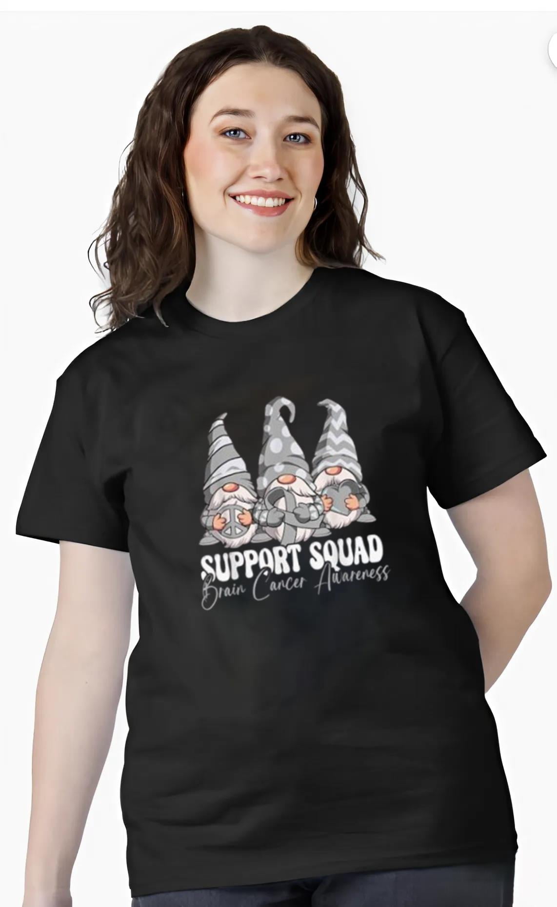 Soft Grey Brain Cancer Awareness T-Shirt - Unisex Support Shirt With Ribbon Design