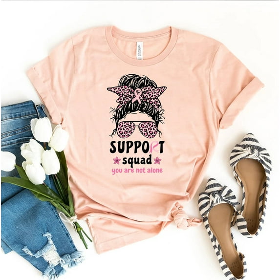 Support Squad T-shirt Cancer Awareness Shirt Christmas Gift Ribbon Breast Tee Fighter Top Team Pancreatic Shirts Mindfulness Motivational For Family