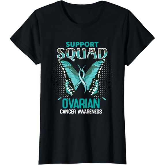 Support Squad Teal Ribbon Ovarian Cancer Awareness Month T-Shirt
