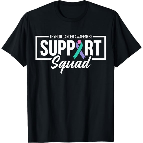 Support Squad Thyroid Cancer Awareness Ribbon Family T-Shirt