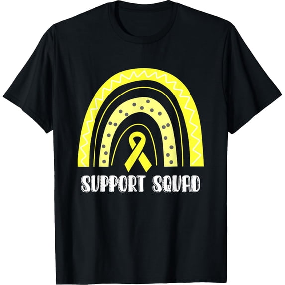 Support Squad Yellow Rainbow Bone Cancer Awareness T-Shirt