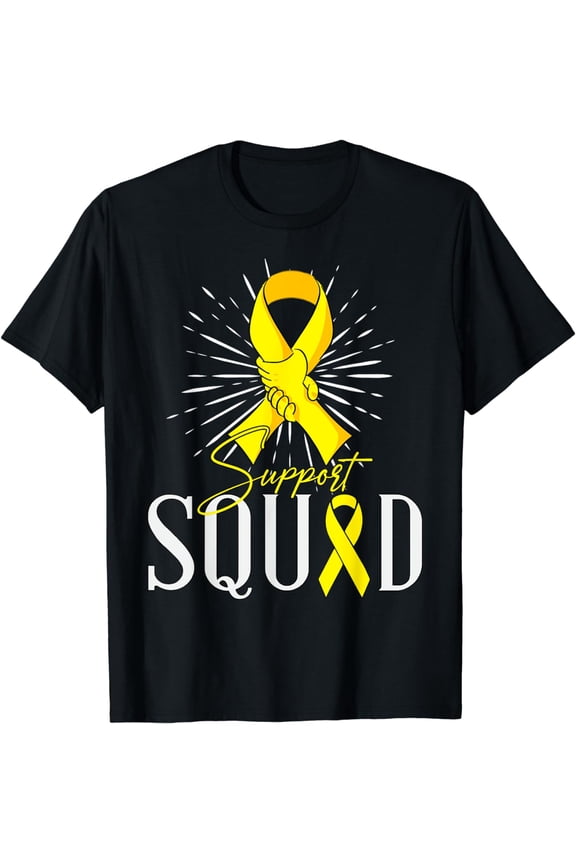 Support Team Squad Sarcoma Cancer Awareness Yellow Ribbon T-Shirt