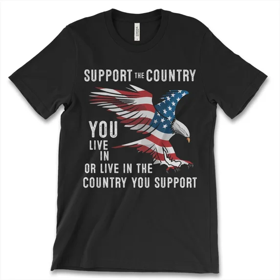 Support The Country You Live In US Banner Raptor Premium Patriot Unisex T-Shirt, up to Size 5XL