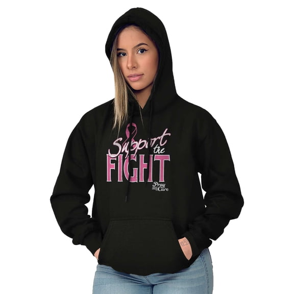 Support The Fight Breast Cancer Aware Hoodie Sweatshirt Women Brisco Brands X