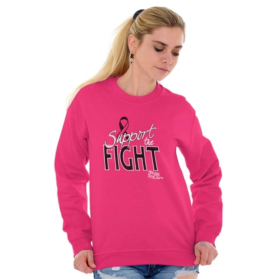 Support The Fight Breast Cancer Aware Women Plus Size Crewneck Sweatshirt Brisco Brands 2X
