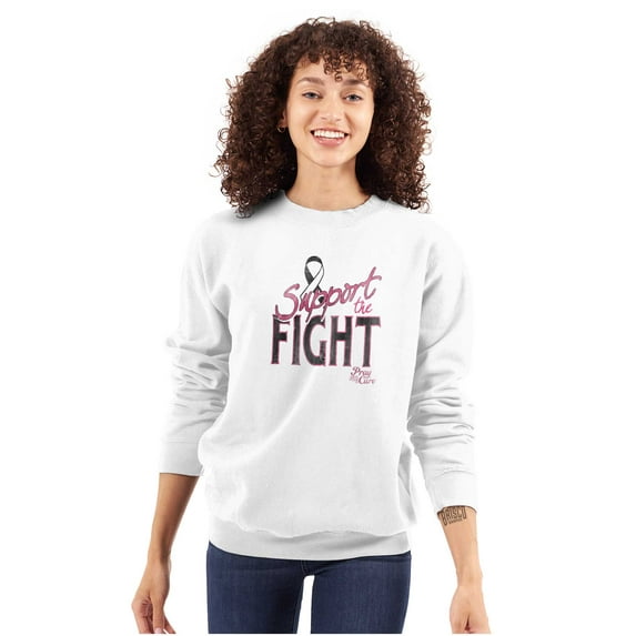 Support The Fight Breast Cancer Aware Women Plus Size Crewneck Sweatshirt Brisco Brands 5X