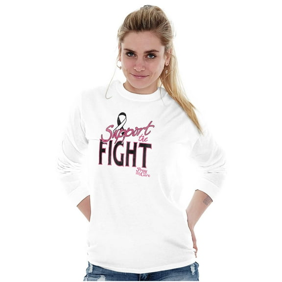 Support The Fight Breast Cancer Aware Women's Long Sleeve T Shirt Brisco Brands S