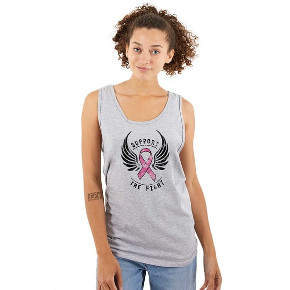 Support The Fight Breast Cancer Pink Womens Plus Size Graphic Tank Top Brisco Brands 3X