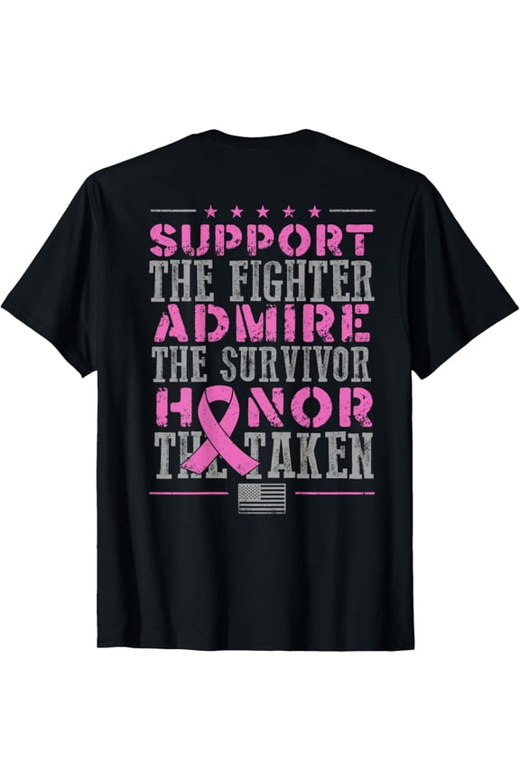 Support The Fighters Admire The Survivors Honor (on back) T-ShirtMen and women, Black T-shirt, size: Extra large