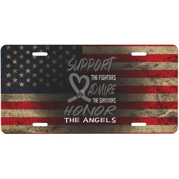 Support The Fighters Brain Cancer Awareness Month Personalized Aluminum Front License Plate Customize Your Vehicle's Look 6" x 12"