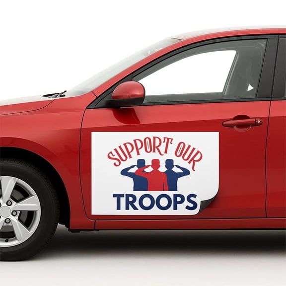 Support Our Troops Car Magnet Sign by DC | Flexible Car Magnetic Sheets with Adhesive Backing | 12"x18" Bumper Magnet Sticker for Vehicles, Trucks & Business Advertising Signs | 2 PC | Made in USA