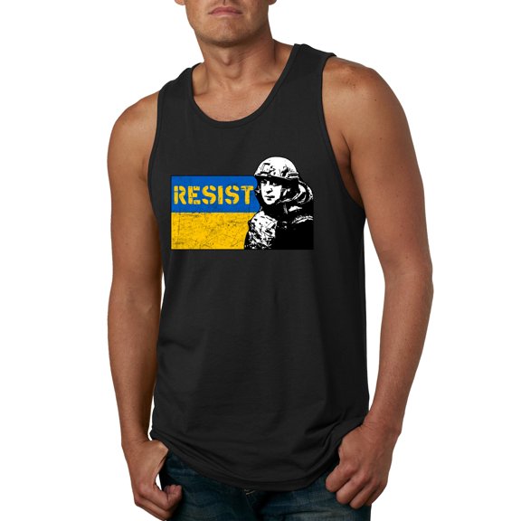 Support Ukrainian Flag Zelensky RESIST Mens Graphic Tank Top, Black, Large