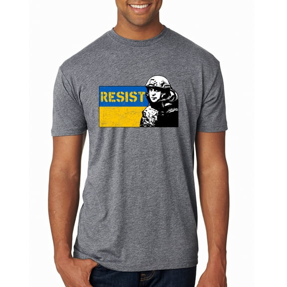 Support Ukrainian Flag Zelensky RESIST Mens Premium Tri Blend T-Shirt, Premium Heather, Small