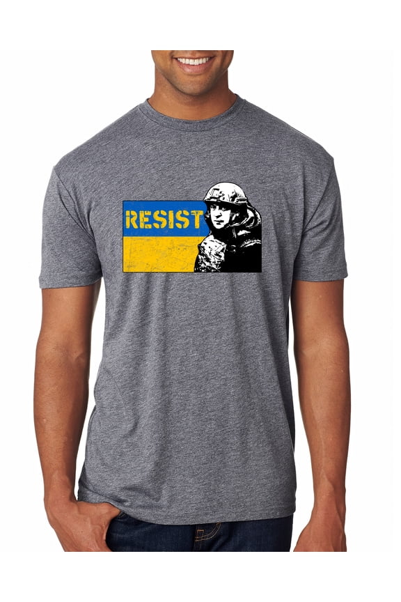 Support Ukrainian Flag Zelensky RESIST Mens Premium Tri Blend T-Shirt, Premium Heather, Small