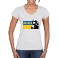 thumbnail image 1 of Support Ukrainian Flag Zelensky RESIST Womenâ€™s Standard V-Neck Tee, White, Large, 1 of 4