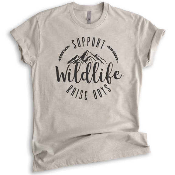 Support Wildlife Raise Boys Shirt, Unisex Women's Shirt, Funny Mom Shirt, Mama Mommy Shirt, Boy Mom Shirt, Light Silk Gray, Small