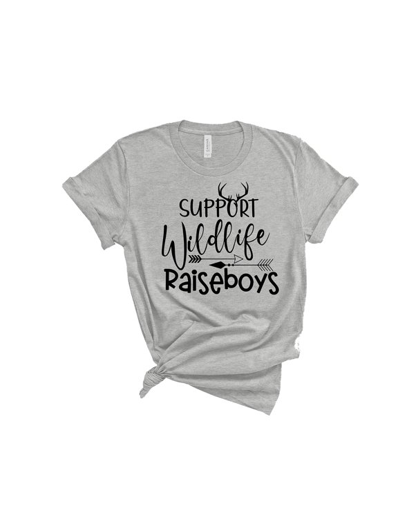 Support Wildlife Raise Boys T Shirt Unisex Arrow Cute Letter Teen Funny Letter Print T-Shirt Tees Casual Short Sleeve (Gray, X Large)