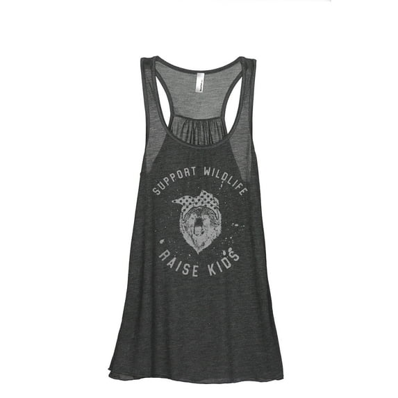 Support Wildlife Raise Kids Women's Fashion Sleeveless Flowy Racerback Workout Yoga Tank Top Charcoal Grey X-Large