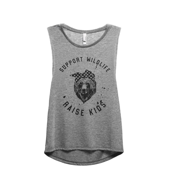 Support Wildlife Raise Kids Women's Fashion Sleeveless Muscle Workout Yoga Tank Top Heather Grey Grey Large