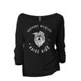 thumbnail image 1 of Support Wildlife Raise Kids Women's Fashion Slouchy 3/4 Sleeves Raglan Lightweight Sweatshirt Black Large, 1 of 3