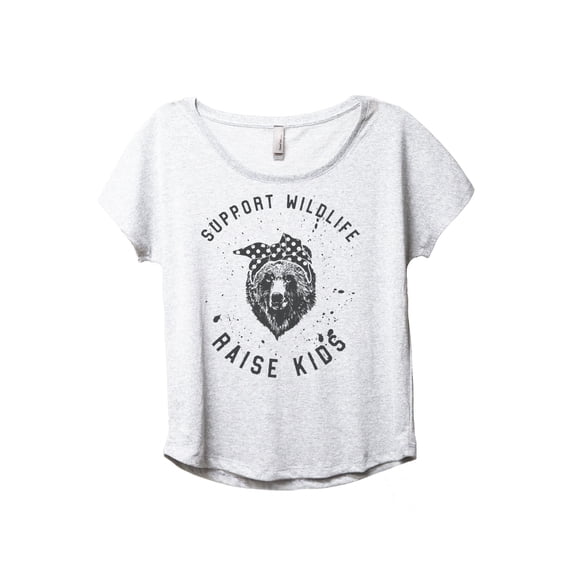 Support Wildlife Raise Kids Women's Fashion Slouchy Dolman T-Shirt Tee Heather White 2X-Large