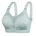 thumbnail image 1 of Support Wireless Bra Women Solid Color Comfortable Hollow Out Sports Bra Underwear No Underwire V-Neck Full-Coverage Bra Feature Hook and Eye Closure Push-up Bra Style Y-407 , Green XL, 1 of 2