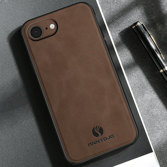 Support Wireless Charging Case for iPhone 16e,Vintage Classic PU Leather Luxury Business Cover,Soft Non-Slip Grip Anti-Scratch Shockproof Case for iPhone 16e,Brown