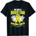 thumbnail image 1 of Support Yellow Ribbon Warrior God Bigger Than Sarcoma Cancer T-Shirt Black Medium, 1 of 4