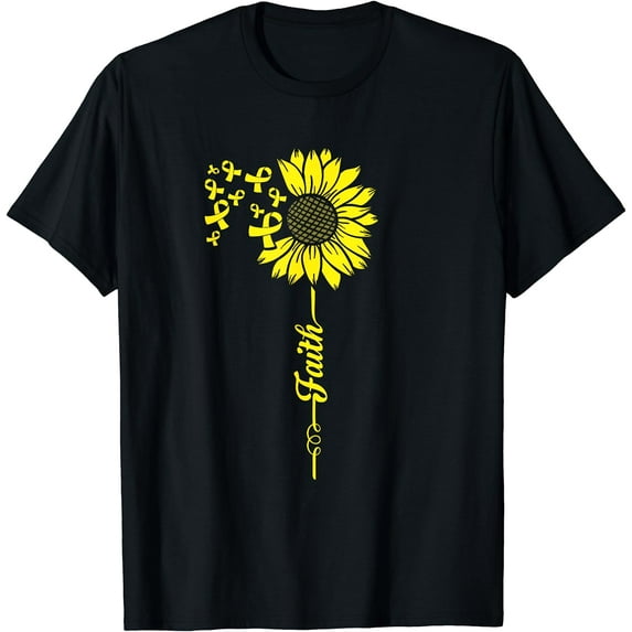 Support Yellow Ribbon Warrior Sarcoma Cancer Sunflower T-Shirt