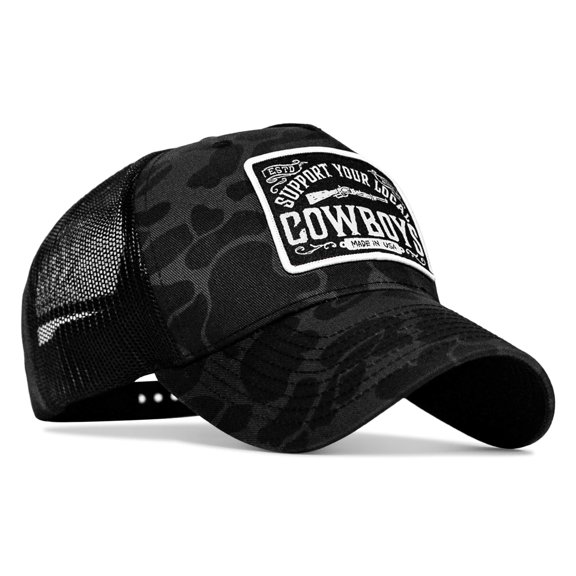 Combat Iron Support Your Local Cowboys Patch Snapback Hat Black Duck Camo