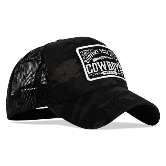 Combat Iron Support Your Local Cowboys Patch Snapback Hat Black Multicam