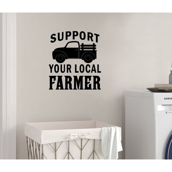 Support Your Local Farmer Quote Wall Decor - Farm Wall Decor for Kitchen, Living Room - Farmhouse Wall Decals Quotes Motivational - Vinyl Wall Art - Quote Decals for Walls, 20.5x23-Inch, Black