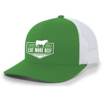 Support Your Local Farmers Eat More Beef Cattle Farm to Table Mens Embroidered Mesh Back Trucker Hat, Kelly Green/White/White