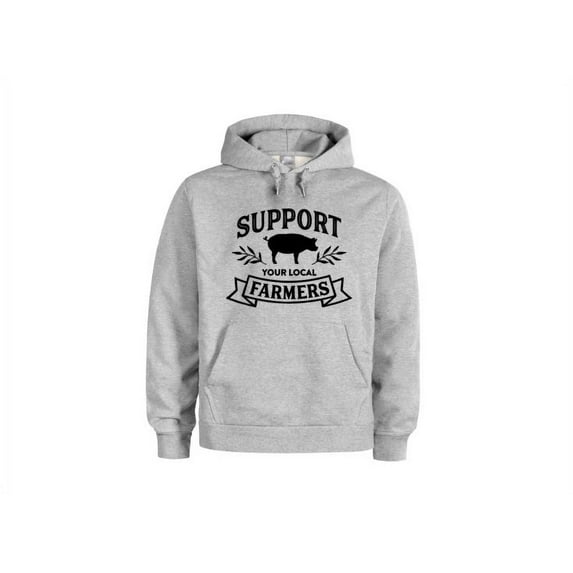 Support Your Local Farmers, Farm Hoodie, Unisex Hoodies, Farmers Market, Fashion, Farming Apparel, Farm Girl, Gift For Him, Humor, Sayings, Grey (Black Text), 2XL