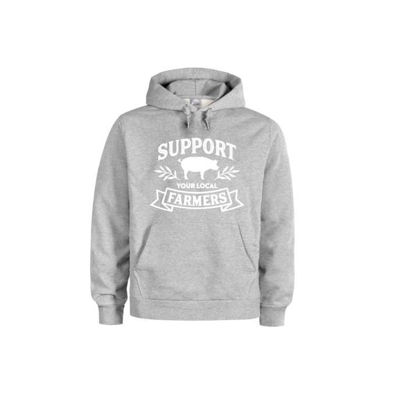 Support Your Local Farmers, Farm Hoodie, Unisex Hoodies, Farmers Market, Fashion, Farming Apparel, Farm Girl, Gift For Him, Humor, Sayings, Grey (White Text), SMALL