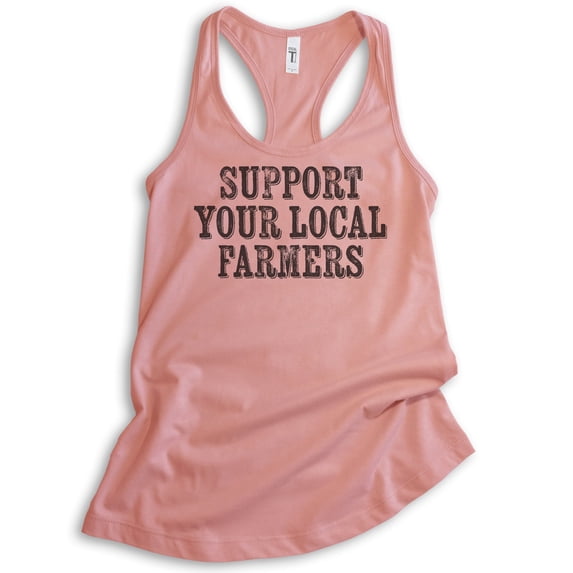 Support Your Local Farmers Tank Top, Ladies Racerback Tank Top, Farm Tank, Farm Girl Tank Proud Farmer Tank, Desert Pink, Medium