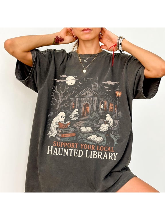 Support Your Local Haunted Library Shirt, Bookish Halloween TShirt, Ghost Reader Tee, Librarian Tee
