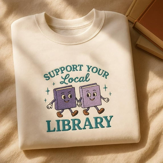 Support Your Local Library Embroidered Sweatshirt, Defend Public Libraries, Read Banned Books, School Library Shirt, Queer Professor Shirt