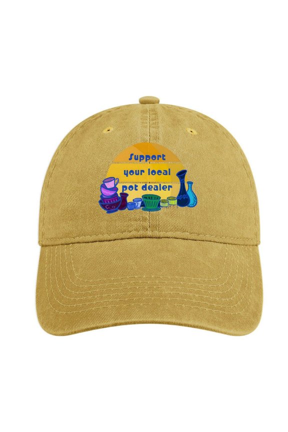 Support Your Local Pot Dealer Sand Colour Baseball Cap for Men Women, Adjustable Snapback Hats Cotton Hat