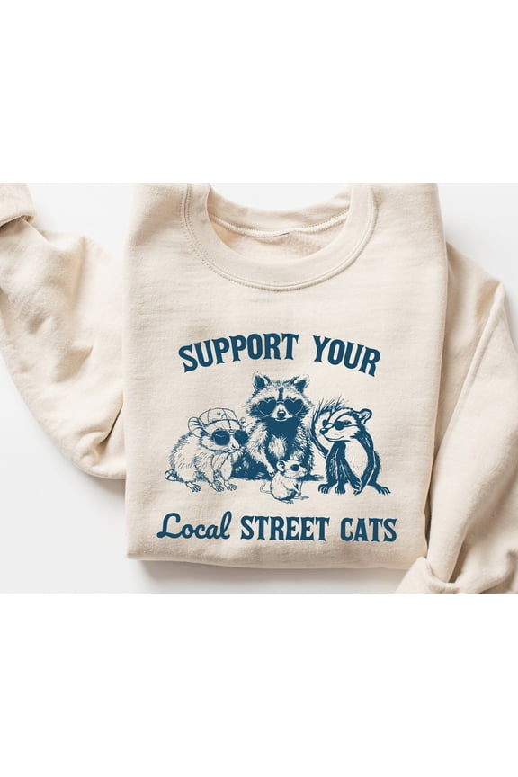 Support Your Local Street Cats TShirt Raccoon Possum Skunk Shirt Funny Retro Raccoon Possu
