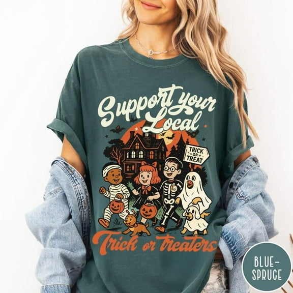 Support Your Local Trick or Treaters Shirt, Retro Halloween Shirt, Vintage Halloween, 50's Halloween Nostalgia Graphic Tee