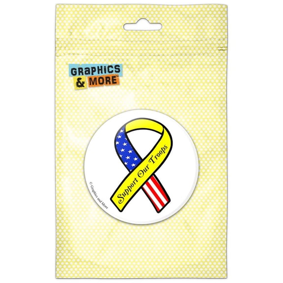 Support our Troops Ribbon On White Refrigerator Button Magnet