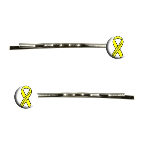 Support our Troops Ribbon - Yellow Bobby Pin Hair Clips