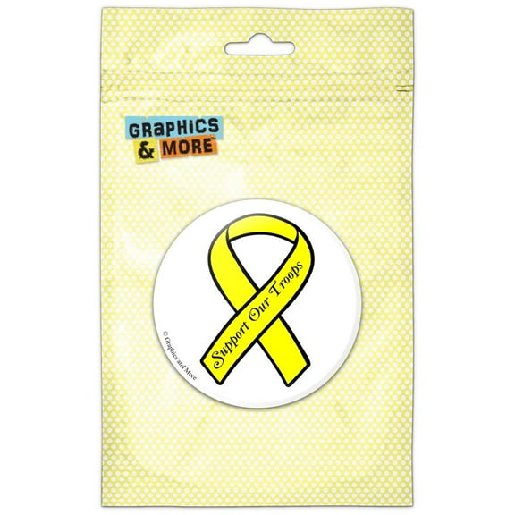 Support our Troops Ribbon Yellow White Refrigerator Button Magnet
