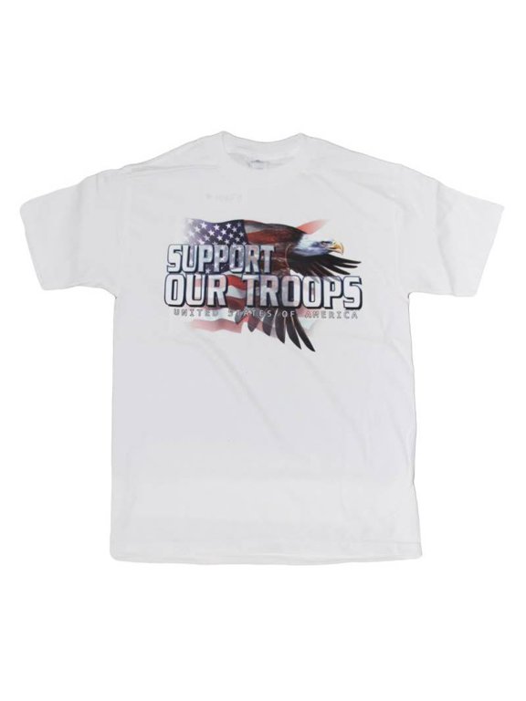 Support our troops United States of America T shirt, White, XL