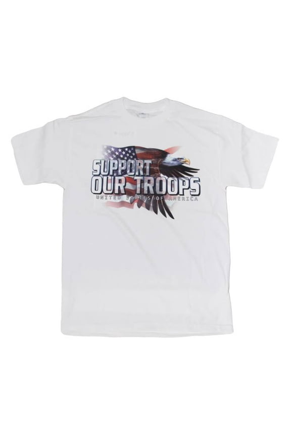 Support our troops United States of America T shirt, White, XXL